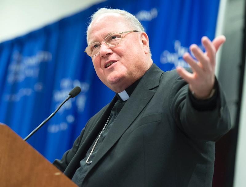 Cardinal Timothy M. Dolan of New York speaks May 20 during "Nostra Aetate: Celebrating Fifty Years of the Catholic Church's Dialogue with Jews and Muslims," a three-day symposium of scholars at The Catholic University of America in Washington. CNS photo by Ed Pfueller, Catholic University of America