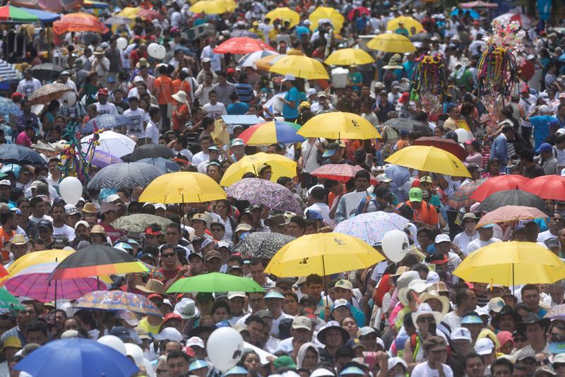 Pilgrims gather for Archbishop Oscar Romero's beatification Mass May 23 in the Divine Savior of the World square in San Salvador. CNS photo by Lissette Lemus.