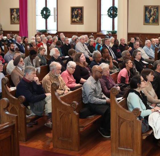 A crowd of some 200 people attend a Dec. 10 program titled "Justice and Mercy: An Interfaith Call to End the Death Penalty" at the Shrine of the Immaculate Conception in Atlanta. The program was sponsored by the Interfaith Coalition to End the Death Penalty. (CNS photo/Michael Alexander, Georgia Bulletin)