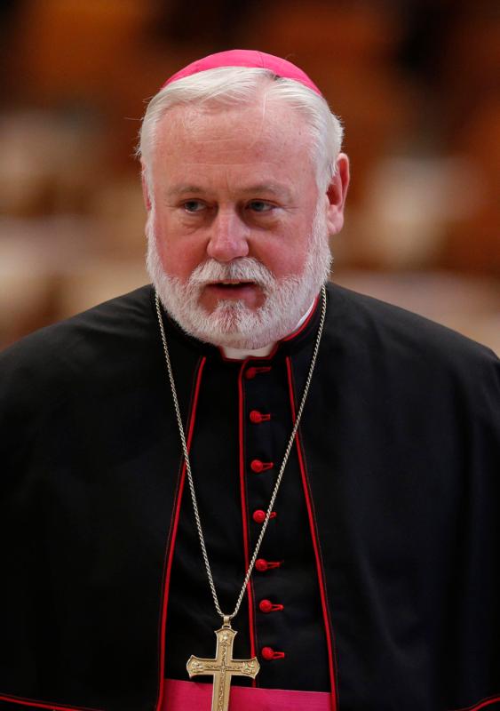 Archbishop Paul R. Gallagher, Vatican secretary for relations with states, is pictured in a 2015 photo at the Vatican. The archbishop attended the Syria Donors Conference in London Feb. 4 and said the Catholic Church would continue to help the region through its fundraising efforts. (CNS photo/Paul Haring)