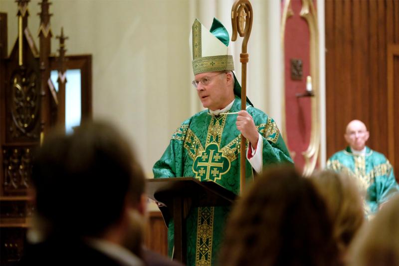 Bishop R. Walker Nickless of Sioux City, Iowa, delivers the homily during a Jan. 30 Mass at the Cathedral of the Epiphany celebrates the 10th anniversary of his episcopal ordination. (CNS photo/Jerry L. Mennenga, Catholic Globe)