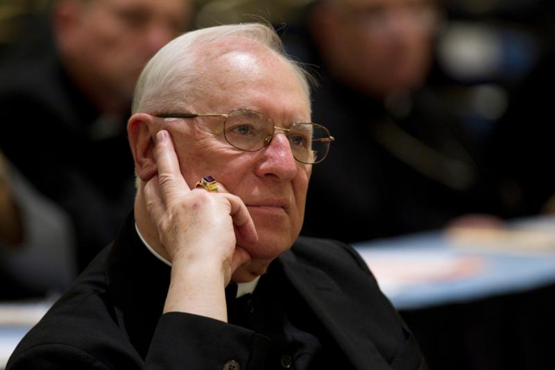 U.S. Bishop Joseph V. Adamec is pictured in 2010 during a U.S. bishops meeting in Baltimore. A grand jury report released March 1 by Pennsylvania Attorney General Kathleen G. Kane said  that now-retired Bishop Adamec and his predecessor, Bishop James J. Hogan, had covered up clerical sexual abuse in the Diocese of Altoona-Johnstown to protect the church's image. (CNS file photo/Nancy Wiechec)